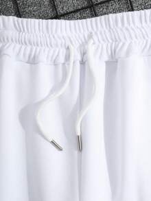 Nam Đồ họa sọc Eo dây rút Quần thể thao - trắng - Xem 3