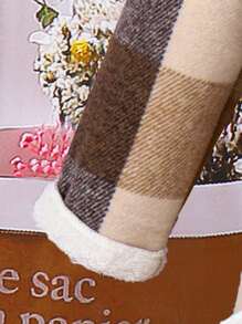 SHEIN 女小童1入組格紋印花毛絨內襯腰帶外套 - 彩色 - 查看 6