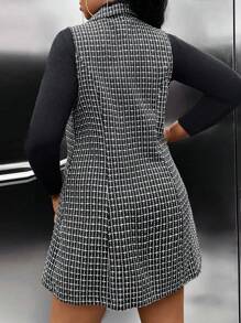 Calvaya Hơn Kẻ sọc Đôi ngực Áo vest - màu đen - Xem 2