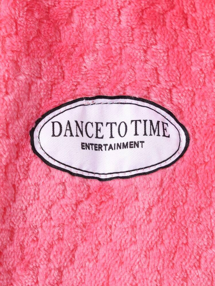 Tween Girl Letter Patched Detail 3D Ear Design Hooded Jacket Without Sweater
