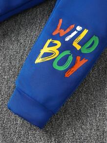 Baby Boy Letter Graphic Hoodie & Sweatpants - Blue - View 7