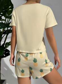 Pineapple Print Tee & Shorts PJ Set / Pajama Set