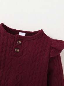 女嬰荷葉邊衛衣和衛褲和頭巾 - 紅色 - 查看 4