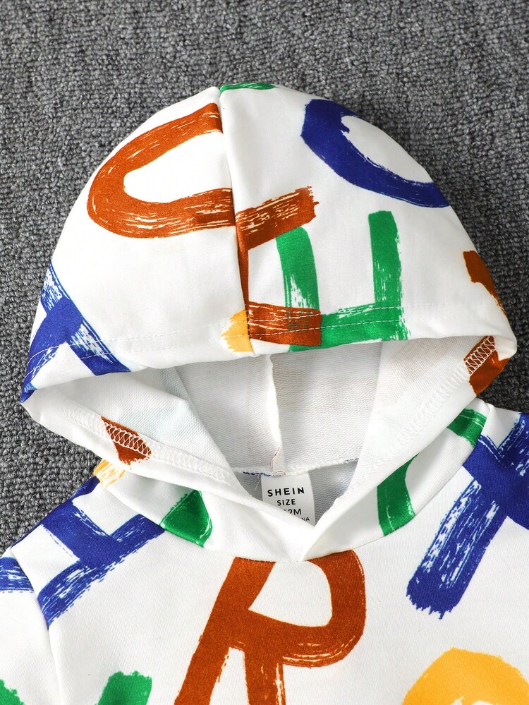 Baby Boy Letter Graphic Hoodie & Sweatpants - Blue - View 4