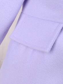 SHEIN Cô Gái Trẻ Cổ áo Borg Đôi ngực Chi tiết về Flap Áo khoác - Màu tím - Xem 7