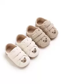 1pair Soft Bottom Cartoon Comfortable Step Shoes For Newborn Infant, Unisex - Apricot - View 1