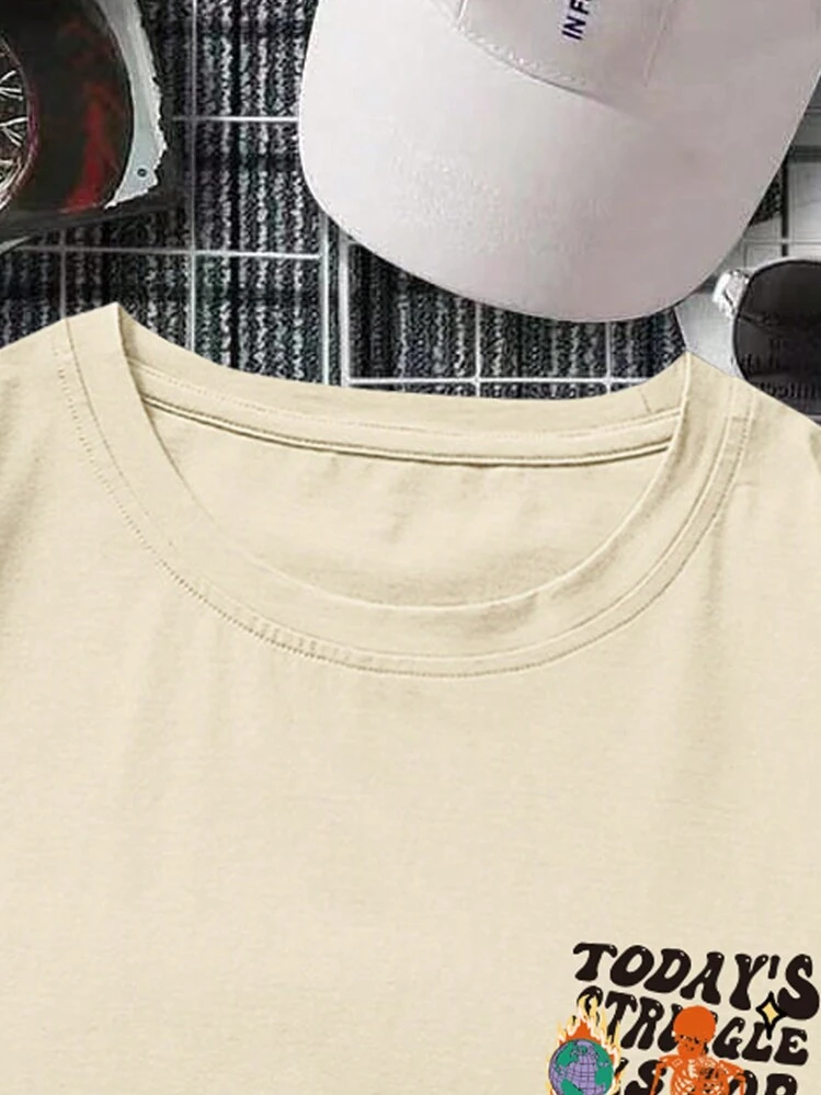 Claim Dot גברים פלוס סלוגן גרפי חולצת טי סירה - חאקי - ראה 3