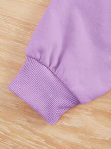 SHEIN Leap Crew 女大童卡通圖案套頭衫&緊身打底褲 - 紫色 - 查看 4