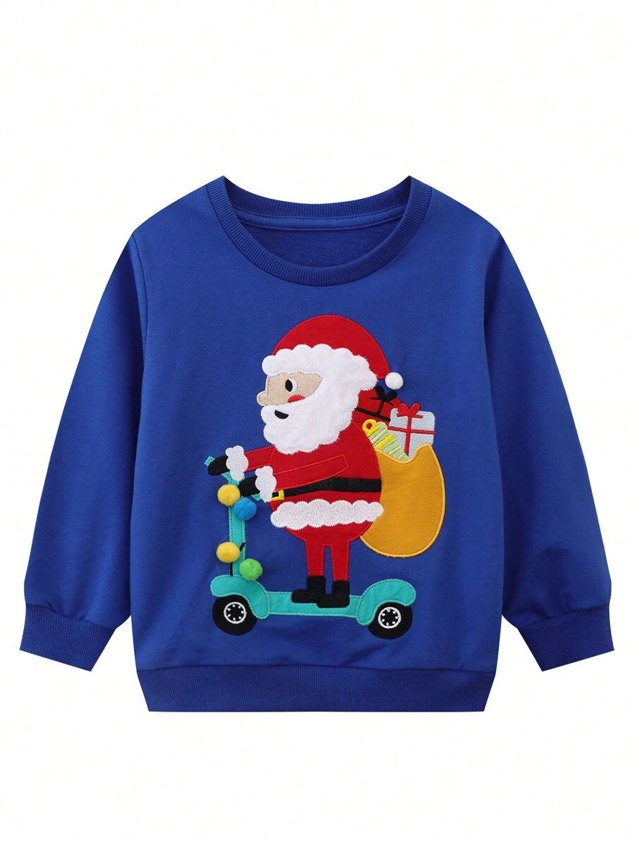 Áo nỉ in hình giáng sinh cho bé trai - Xanh đậm - Xem 1