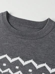 Manfinity Homme Nam Mô hình Chevron Áo len - Nhiều màu - Xem 4