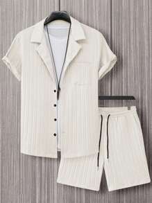 Manfinity Homme 男士素色前排扣襯衫&短褲