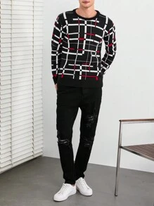 RueChic Men Geo Print Sweatshirt - Multicolor - View 3