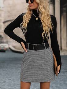 Optris 千鸟格图案半身裙，秋冬季通勤时尚之选