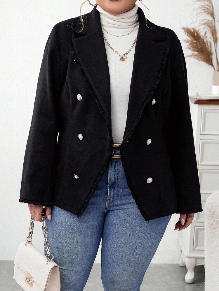 Plus Double Breasted Belted Blazer