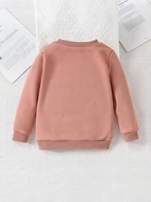 Young Girl Floral & Bow Decor Sweatshirt - Pink - View 2