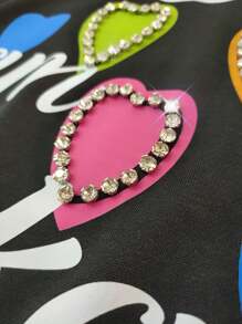 SHEIN Unity Sudadera con gráfico de corazón y letra, sudadera de otoño - Negro - Ver 8