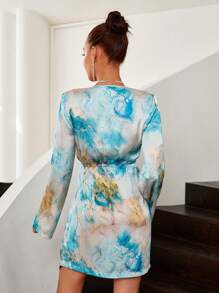 SHEIN Privé Robe Imprimé Marbré Croisé À Nœud - Multicolore - Voir 3