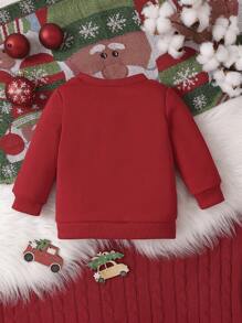 Baby Girl Letter Graphic Sweatshirt - Red - View 2