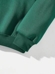 SHEIN EZwear Loose Casual Simple Long Sleeve Hooded Women Sweatshirt, Suitable For Autumn And Winter - Dark Green - View 3