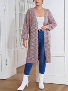 SHEIN Essnce 大码段染落肩开衫 - 彩色 - 查看 4