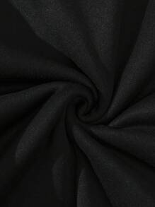 SHEIN EZwear Áo hoodie lót nhiệt có dây rút hình trái tim & hoạt hình Kangaroo - màu đen - Xem 4