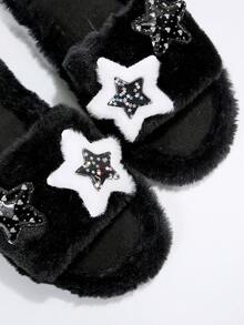 Zapatillas De Casa Para Mujer - Negro - Ver 4