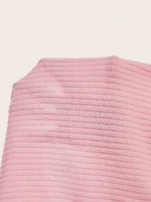 SHEIN Qutie Chất rắn Cổ cao Đồ đan Ribbed Áo ba lỗ - Màu Hồng baby - Xem 5