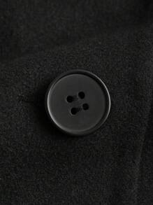 SHEIN EZwear Plus Lapel Neck Belted Overcoat - Black - View 4