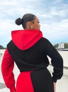 SHEIN SXY Hai âm Thả vai Dây kéo Áo hoodie ngắn - Nhiều màu - Xem 2