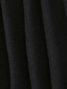 SHEIN EZwear Áo hoodie lót nhiệt có dây rút hình trái tim & hoạt hình Kangaroo - màu đen - Xem 3