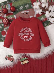 Baby Girl Letter Graphic Sweatshirt - Red - View 1