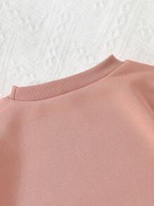 Young Girl Floral & Bow Decor Sweatshirt - Pink - View 6