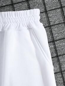 Nam Đồ họa sọc Eo dây rút Quần thể thao - trắng - Xem 5