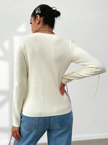 Lunelith SHEIN Lunessa Stitch Detail Sweater Knit Pullover Fall Winter Outfit