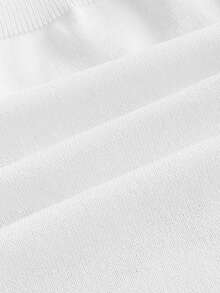 SHEIN Qutie Letter Pattern Crop Sweater - White - View 3
