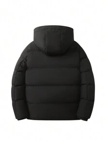 Men Long Sleeve Teddy Lined Hooded Padded Coat, For Fall Winter
