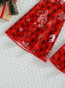 SHEIN 女小童聖誕圖案荷葉邊T恤&喇叭褲 - 彩色 - 查看 5