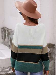 Color Block Drop Shoulder Sweater