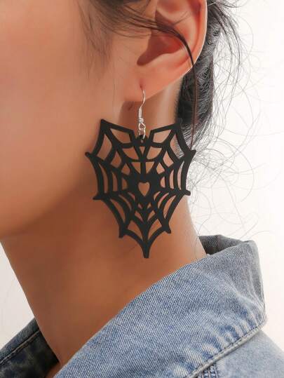 Goth 1pair Funky Acrylic Spider Web Drop Earrings For Women For Daily Decoration