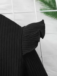 SHEIN Young Girl Ruffle Trim Contrast Star Mesh Hem Belted Dress