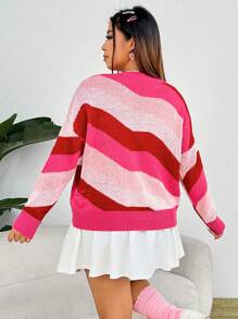 SHEIN EZwear Plus Pull À Blocs De Couleurs Épaule tombante - Multicolore - Voir 2