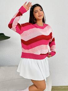 SHEIN EZwear Plus Pull À Blocs De Couleurs Épaule tombante - Multicolore - Voir 7