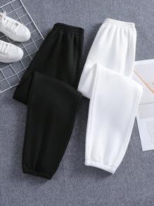 2pcs Teen Girls' Casual Knit Top And Jogger Set, Multicolor