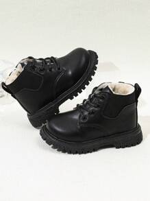 Infant Casual Winter Fashionable -padded Short Boots For Learning To Walk - Black - View 1