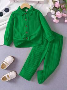 SHEIN Young Girl Solid Blazer & Pants