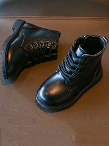 Giày boot em bé Dây kéo bên - màu đen - Xem 2