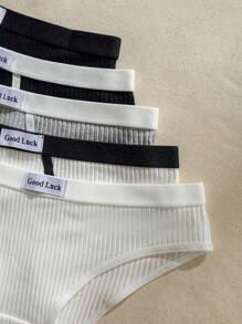 SHEIN 5pack Letter Patched Detail Contrast Binding Brief - Multicolor - View 6