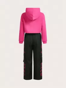 Áo hoodie & quần vá chữ cho cô gái tuổi teen - Màu Hồng Tươi - Xem 2
