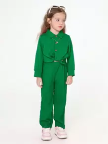 SHEIN Young Girl Solid Blazer & Pants