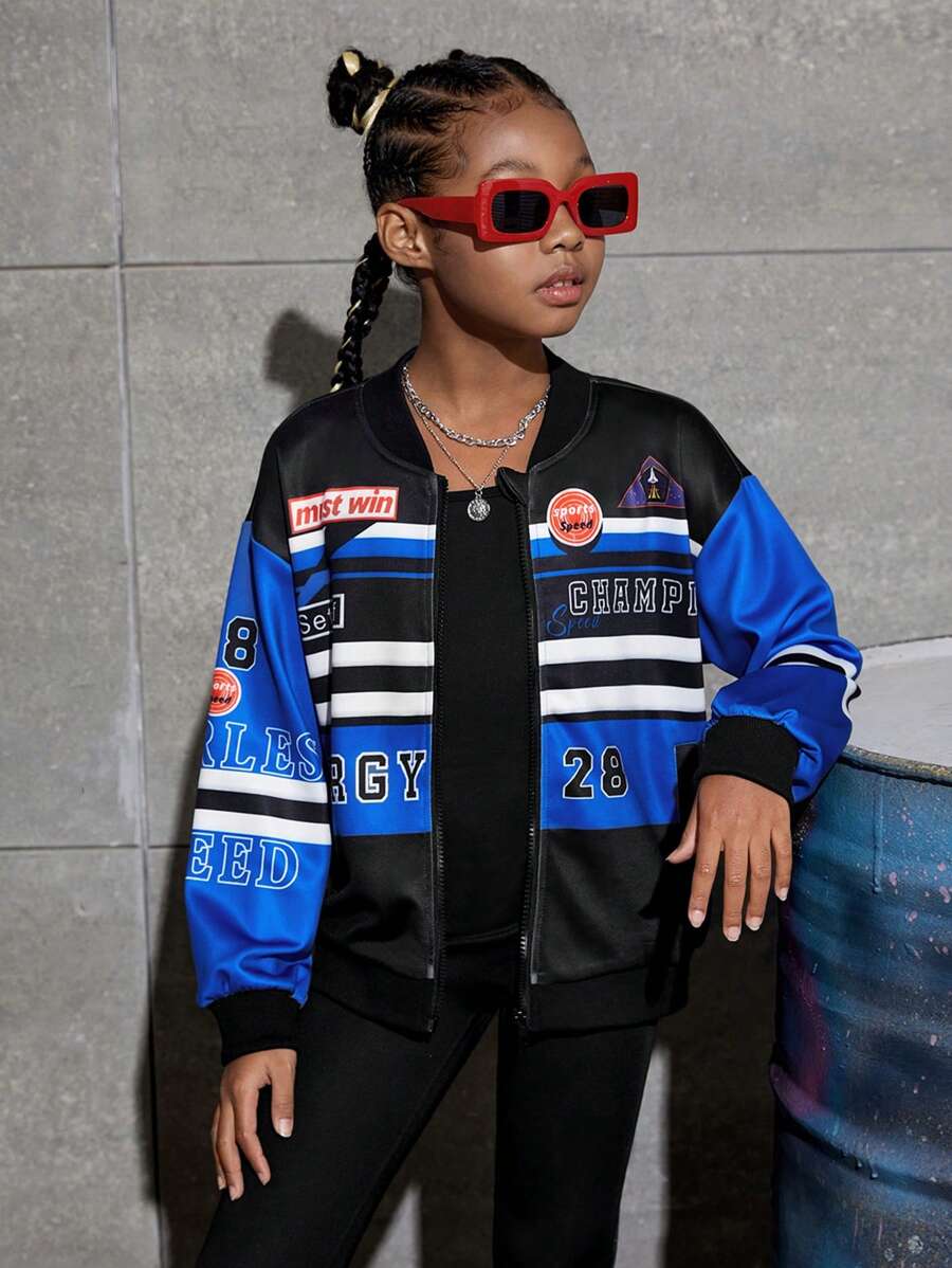 SHEIN 女童（大）夾克 - 藍色 - 查看 1